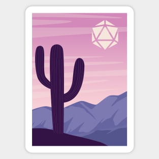 Pink Sunset Desert Cactus Polyhedral Dice Sun RPG Landscape Sticker